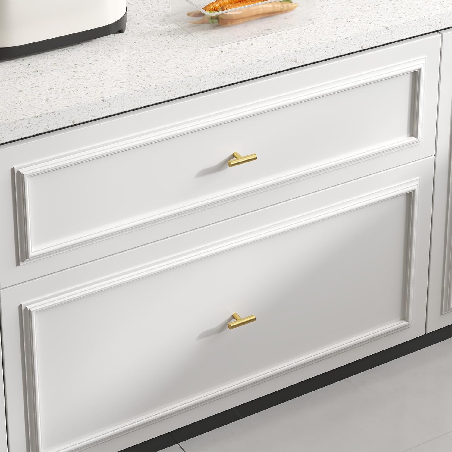 Goldenwarm 10 Pack Gold Cabinet Knobs Brushed Brass Drawer Knobs Gold Dresser Hardware - LS201GD Single Hole Handles for Kitchen Cupboard Doors Closet Hardware 2in Overall Length